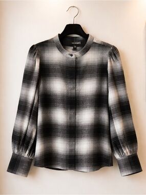 BANANA REPUBLIC Womens Plaid Bishop Sleeve Flannel Button Up Shirt Size S